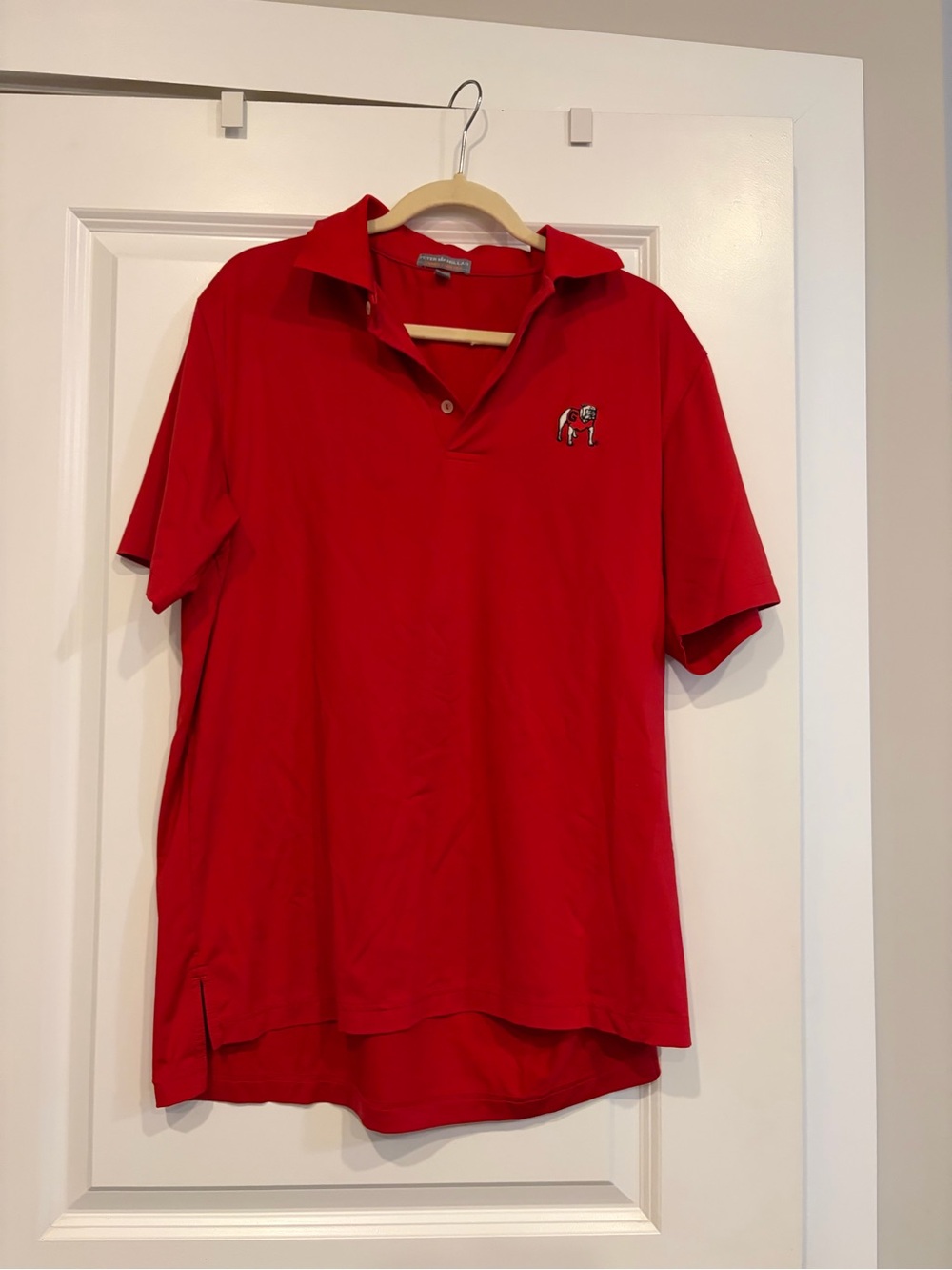 Peter Millar Red Polo with Embroidered Bulldog Logo medium uga Georgia